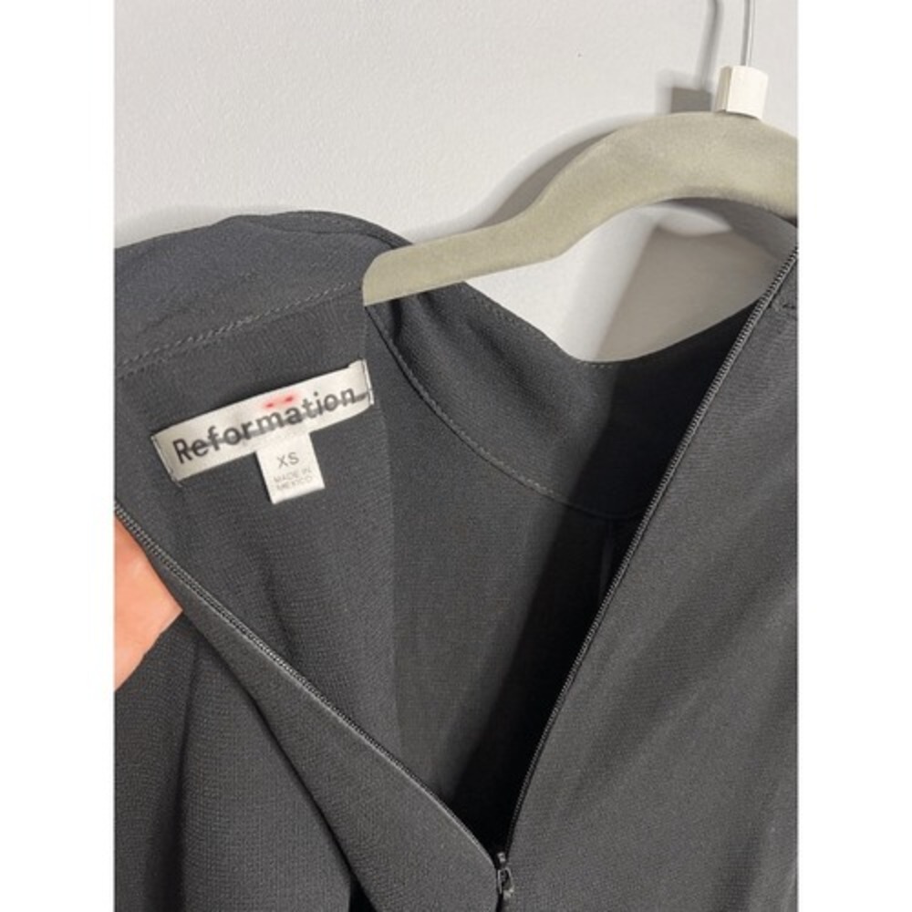 NEW Reformation Ottessa Mini Dress Size XS Black Wrap Long Sleeve - Picture 8 of 10